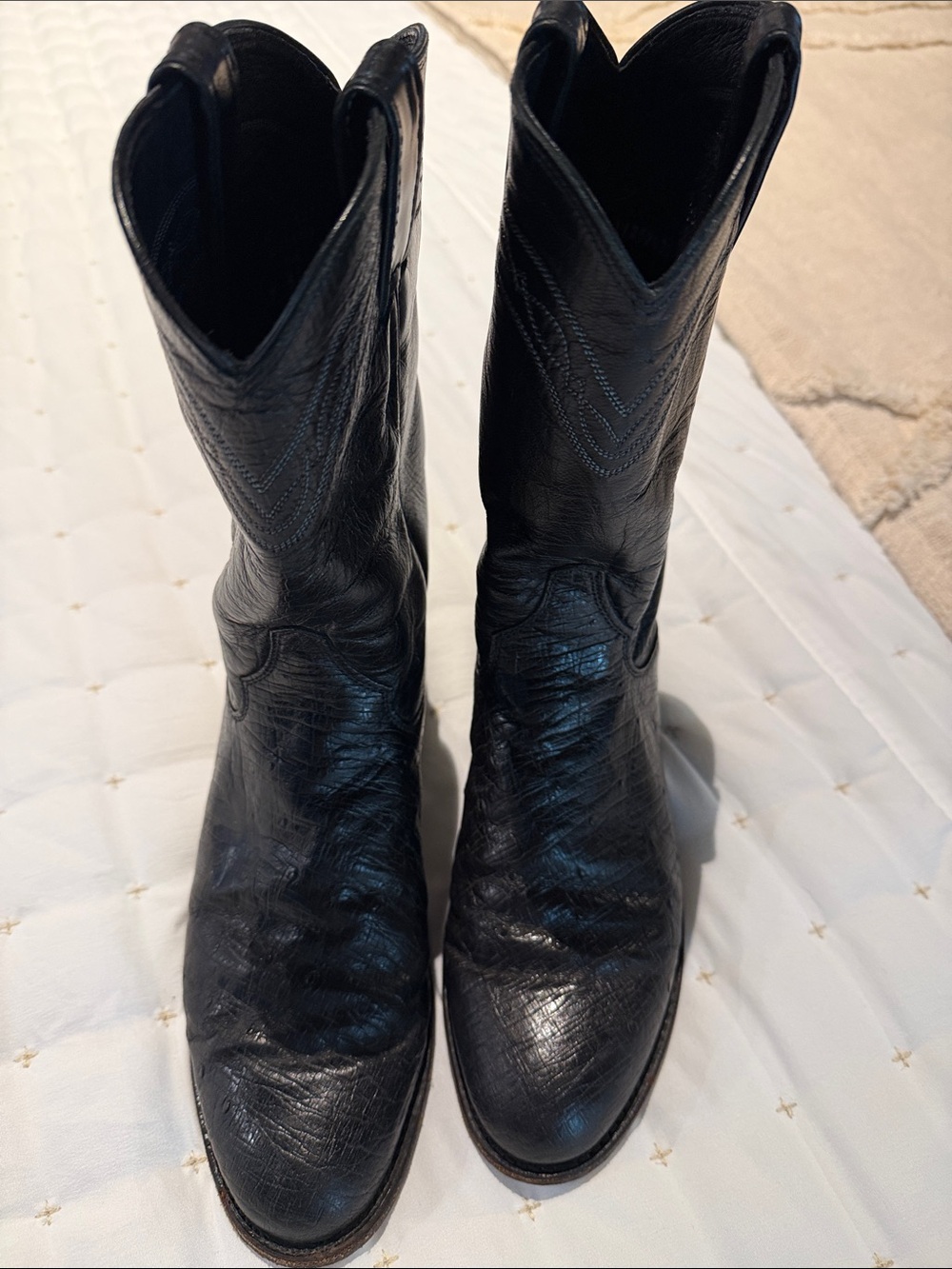 Women's Cherry Black Leather Justin Western Boots